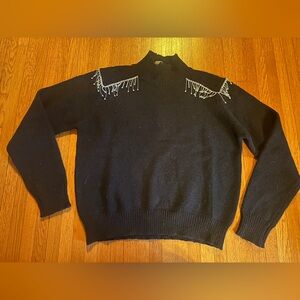 Rain & Rose Black Bejeweled Funnel Neck Sweater, Size L, NWT